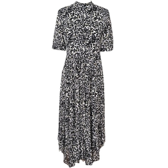 WHISTLES MIDI Dress Cheetah Animal Print Pleated Asymmetrical Whimsical, Size 6 - Picture 1 of 16